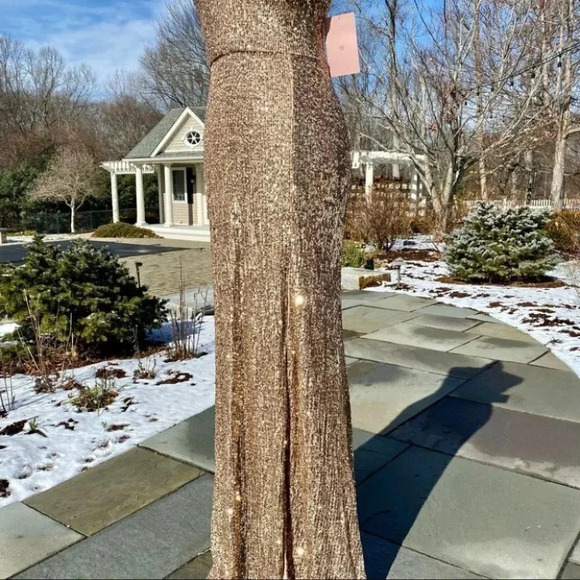NWT BHLDN Gold Sequin One Shoulder Formal Maxi Dress Caspian Size 14 - Picture 8 of 15